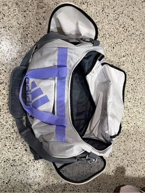 Adidas Gray and Purple Duffel Bag